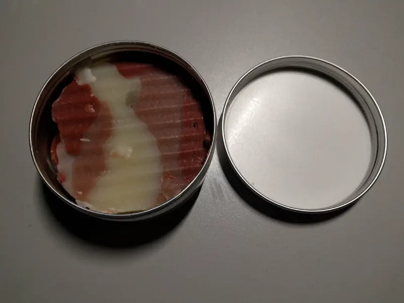 My preferred soap inside a tin with a screw lid