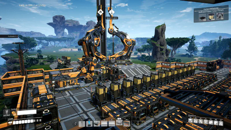 A screenshot showing a very large area of storage containers as well as a large number of advanced machines