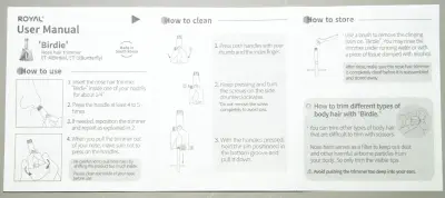 The Royal Trimmer instruction sheet