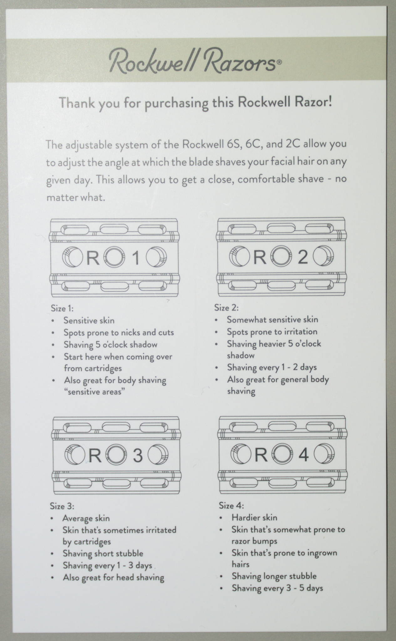 The Rockwell Razors 6C instructions, page 1
