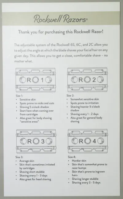 The Rockwell Razors 6C instructions, page 1